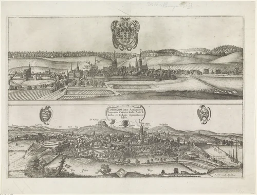 Gezichten op Ansbach en Coburg by Wenceslaus Hollar, print, 1694