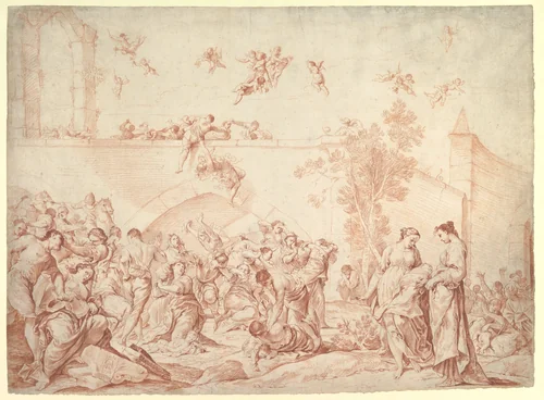 The Massacre of the Innocents by Giuseppe Maria Crespi, drawing, 1665-1747