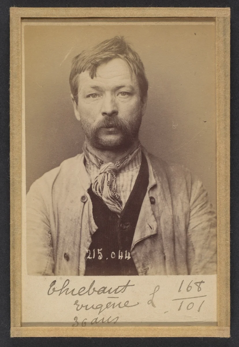 Thiebaut. Eugène. 35 (ou 36) ans, né à Château-Salin (Menthe & Moselle). Couvreur. Anarchiste. 3/3/94 by Alphonse Bertillon, photograph, 1894