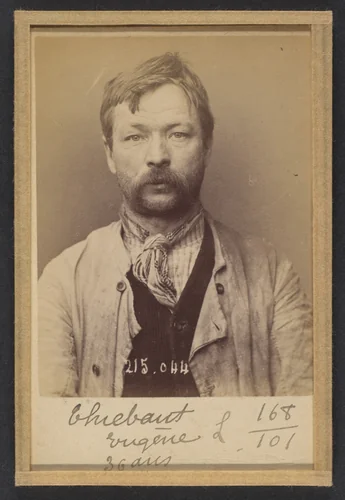 Thiebaut. Eugène. 35 (ou 36) ans, né à Château-Salin (Menthe & Moselle). Couvreur. Anarchiste. 3/3/94 by Alphonse Bertillon, photograph, 1894