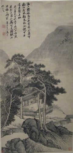 A Lodge in the Hills by Wu Li, painting, 1703