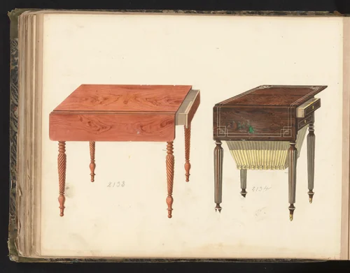 Twee ontwerpen voor wangtafels by anonymous, drawing, 1825-1839