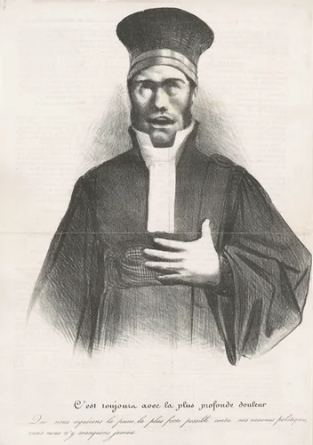 C'est toujours avec la plus profonde douleur by Honoré Daumier, print, 1833