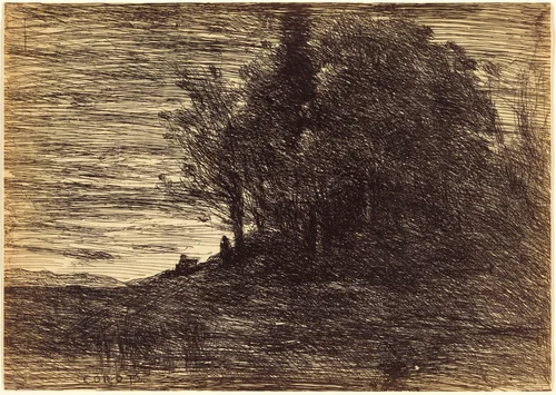 Hermit's Woods (Le Bois de l'ermite) by Jean-Baptiste-Camille Corot, print, 1858