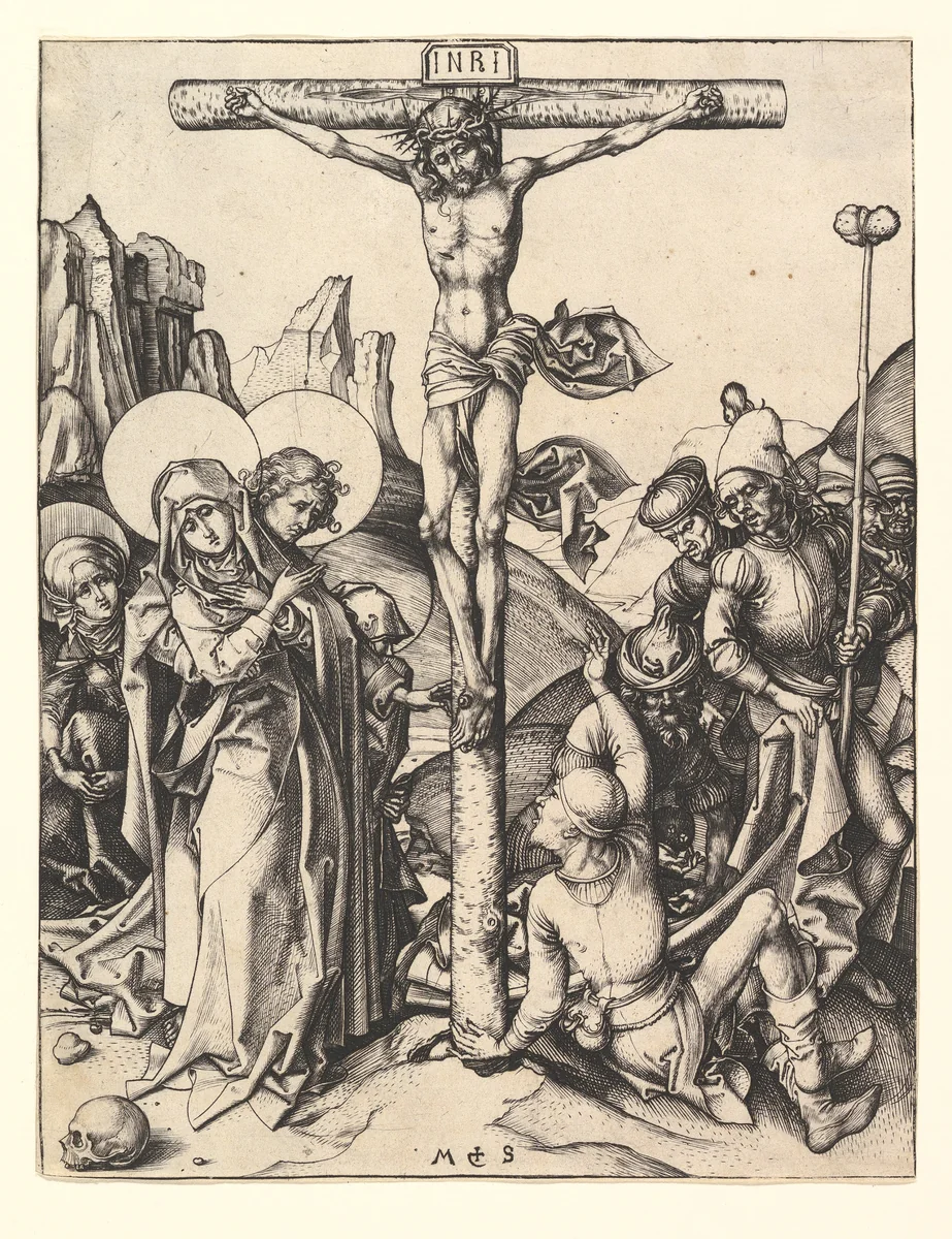 Crucifixion by Martin Schongauer, print, 1470-1490