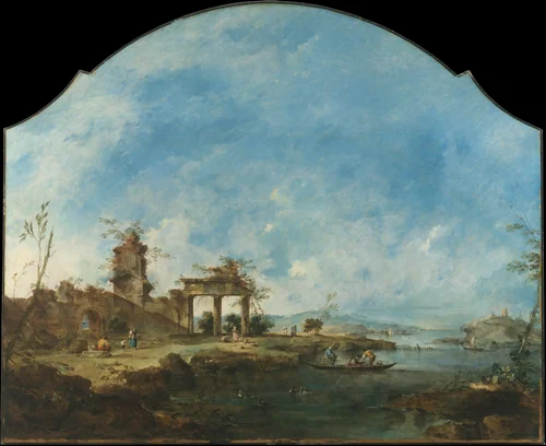 Fantastic Landscape by Francesco Guardi, painting, 1760-1770