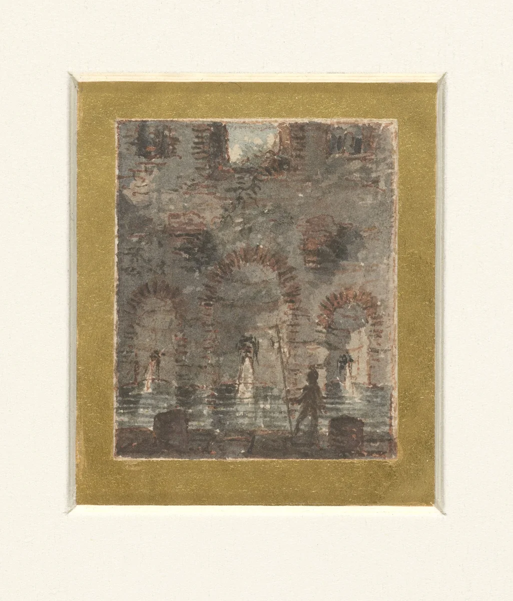 Ruïne van een antiek badhuis by Victor Jean Nicolle, drawing, 1787-1811