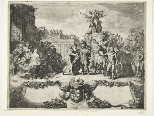 Allegorie op het herstel van Utrecht, 1673 by Romeyn de Hooghe, print, 1674