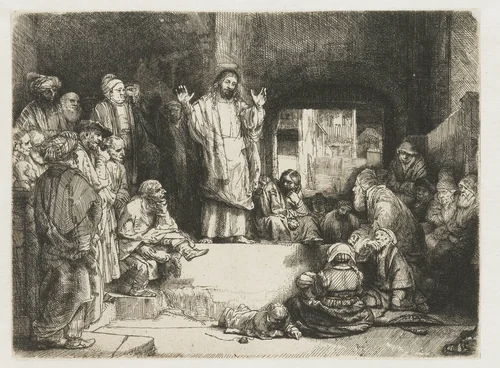 Christ preaching ('La Petite Tombe') by Rembrandt van Rijn, print, 1657