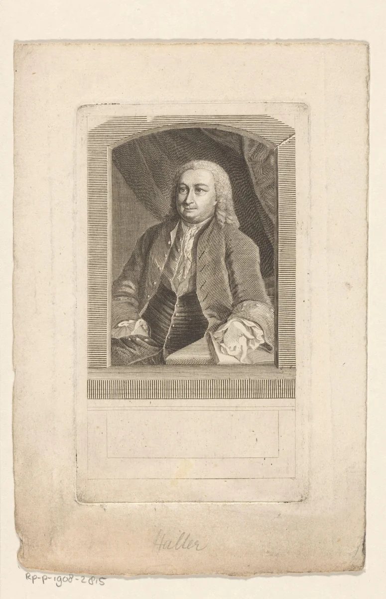Portret van Albrecht von Haller by Gottlieb Leberecht Crusius, print, 1740-1804