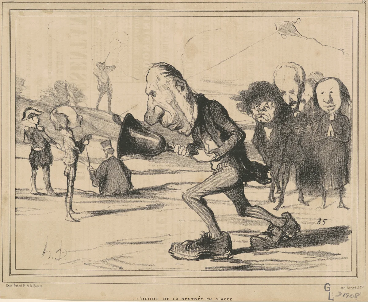 L'heure de la rentrée en classe by Honoré Daumier, print, 1849