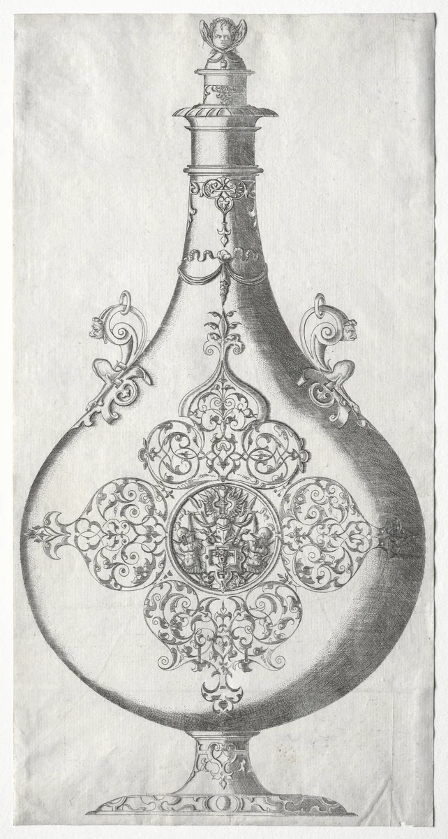 Pear-shaped Bottle with Trophy of Arms by Mathis Zündt, print