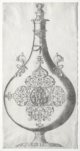 Pear-shaped Bottle with Trophy of Arms by Mathis Zündt, print