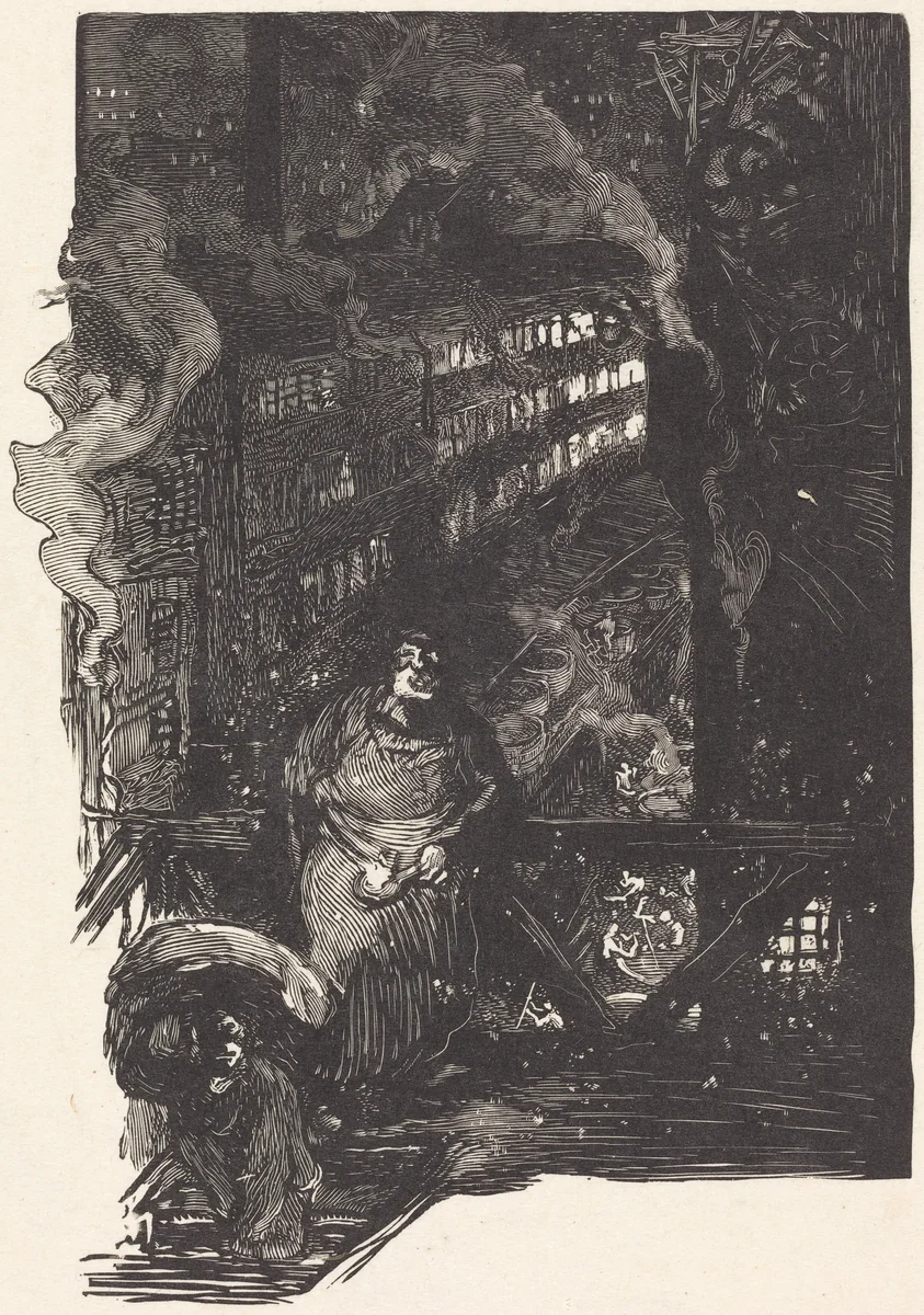Atelier de magisserie aux Gobelins by Auguste Lepère, print, 1901