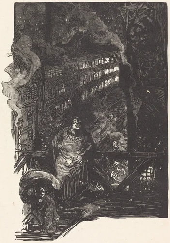 Atelier de magisserie aux Gobelins by Auguste Lepère, print, 1901