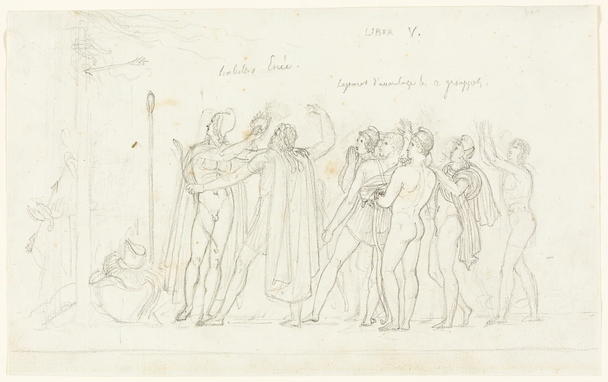 The Archery Match, from the Aeneid, Book V by Anne-Louis Girodet, drawing, 1818-1828