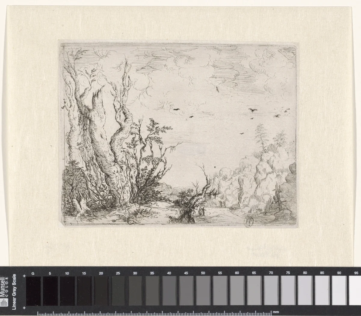 Landschap met dode boom by Willem Basse, print, 1633-1672