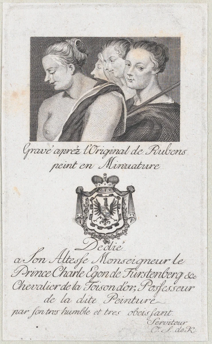 Diana and three nymphs from "Diana Returning from the Chase" by anonymous, print, 1745-1855