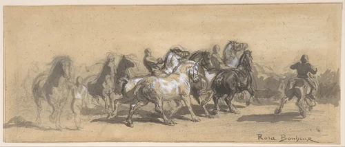 Study for "The Horse Fair" by Rosa Bonheur, drawing, 1835-1899