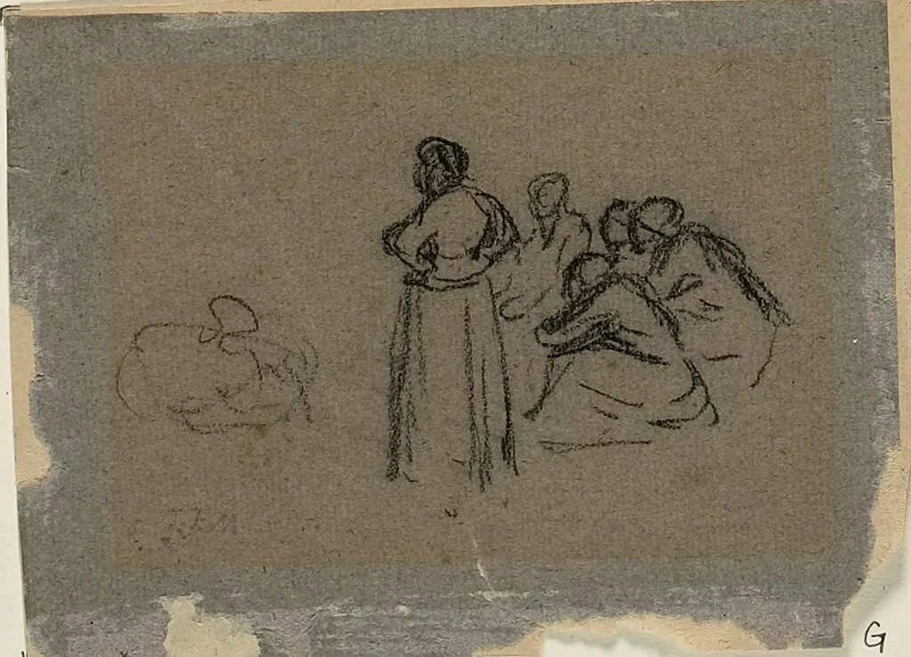 Group of Women by Jean-François Millet, drawing, 1834-1875