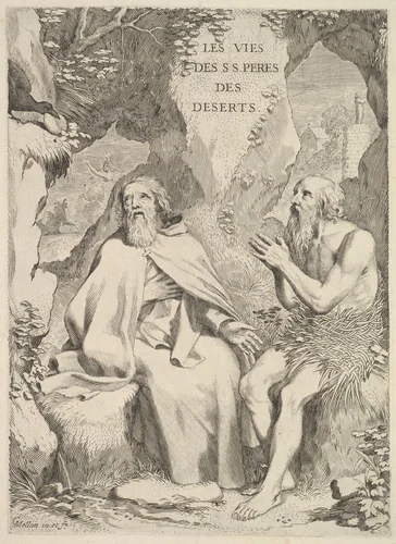 Title page: Arnaud d'Andilly, Les Vies des saints pères des déserts by Claude Mellan, print, 1647