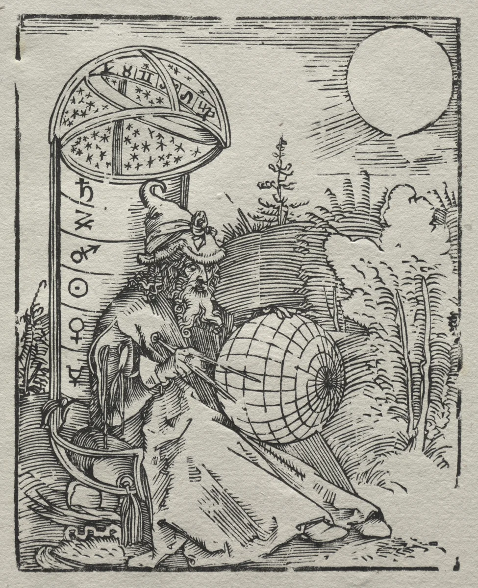 Ptolemaeus mit dem Himmelsglobus by Albrecht Dürer, print, 1504