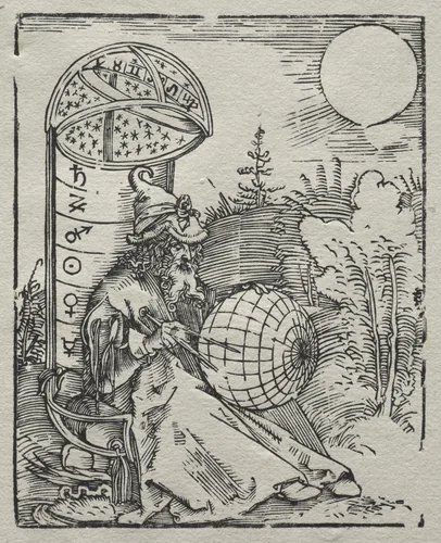 Ptolemaeus mit dem Himmelsglobus by Albrecht Dürer, print, 1504