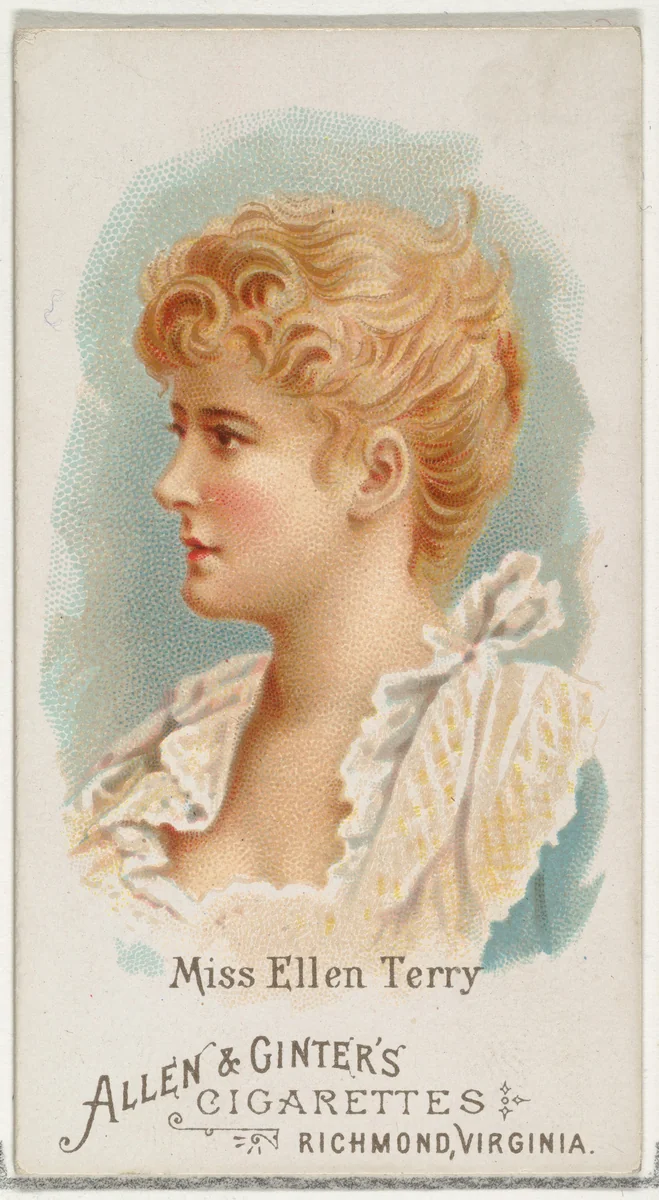 Miss Ellen Terry, from World's Beauties, Series 1 (N26) for Allen & Ginter Cigarettes by Allen & Ginter, print, 1888