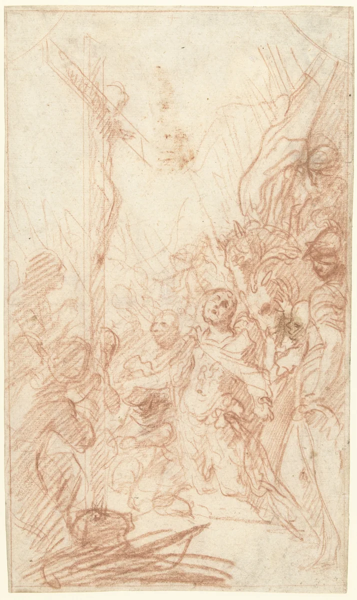 De centurion onder het kruis by Giovanni Battista Piazzetta, drawing, 1692-1754