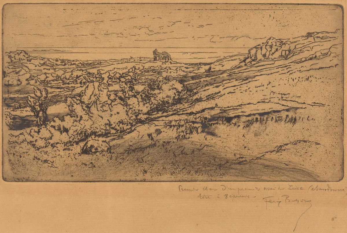 La Chapelle Saint-Michel à l'Estre (Second Version) by Félix-Hilaire Buhot, print, 1847-1898