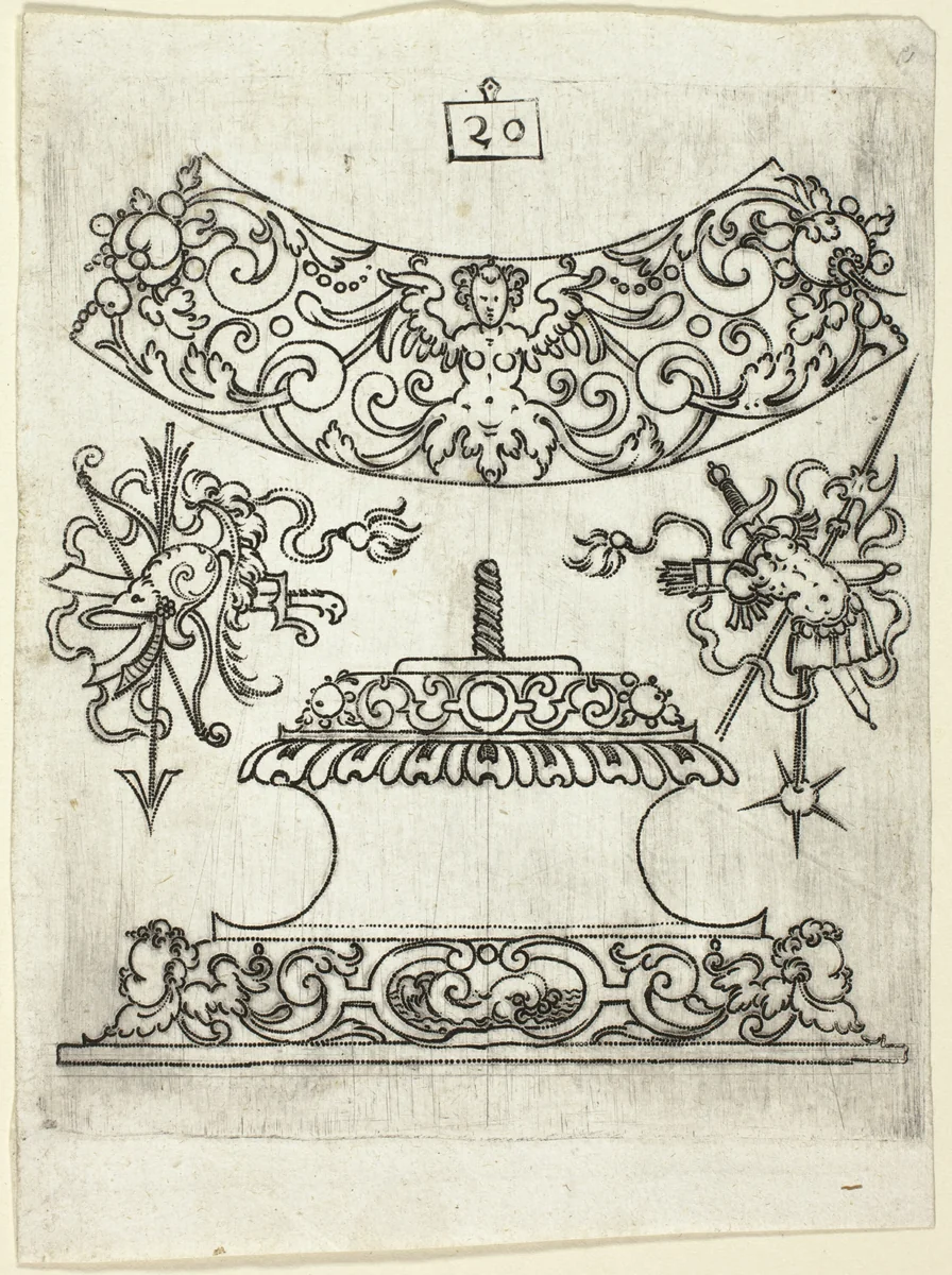 Plate 20, from XX Stuck zum (ornamental designs for goblets and beakers) by Master A.P. German, print, 1601