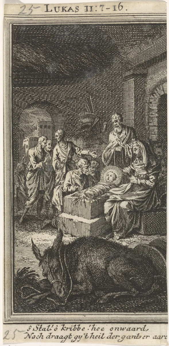 Aanbidding der herders by anonymous, print, 1712