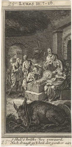 Aanbidding der herders by anonymous, print, 1712