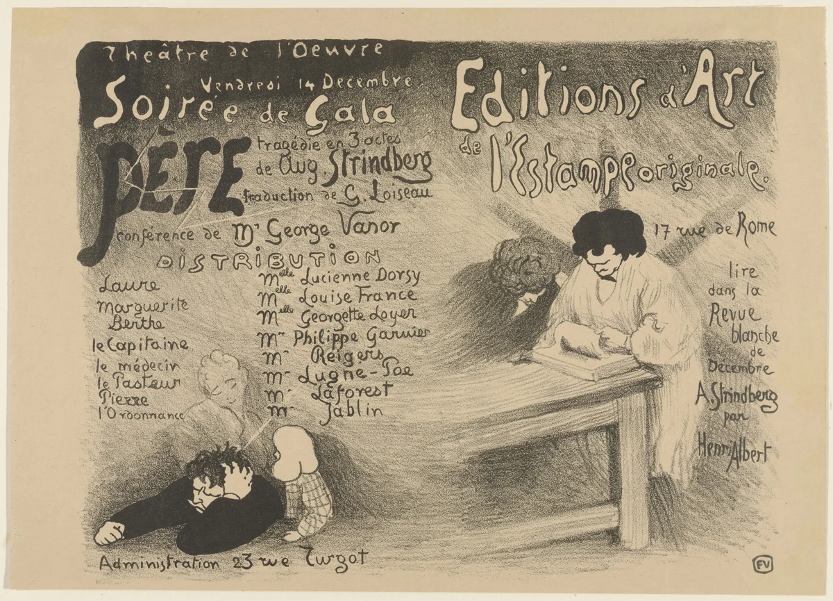 Playbill for August Strindberg's Père (Father) by Félix Vallotton, print, 1894