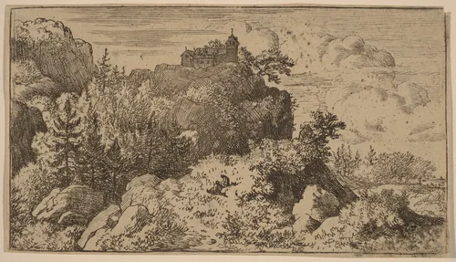 Firs in the Defile by Allart van Everdingen, print, 1645-1656