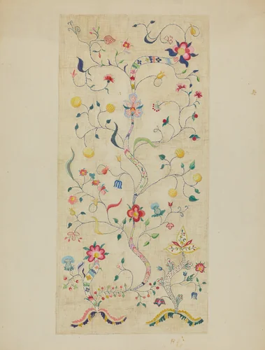 Crewel Embroidery by Fanchon Larzelere, index of american design, 1936
