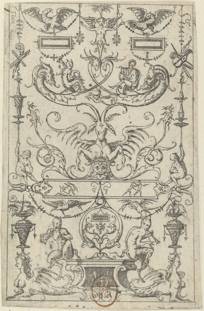 Grotesque Panel by Jacques Androuet du Cerceau, print, 1562