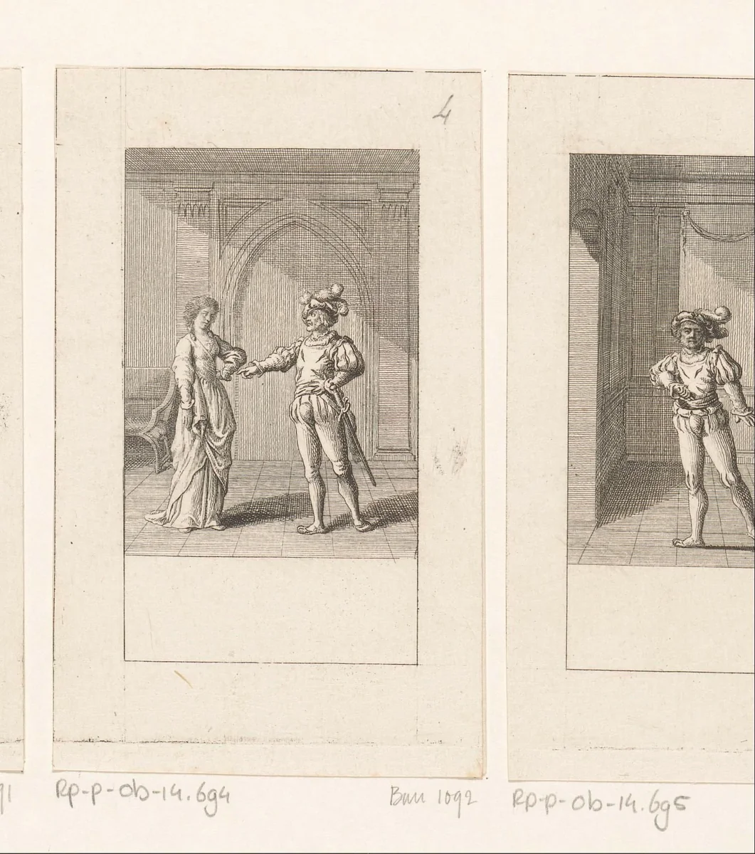 Macbeth in gesprek met Lady Macbeth by Daniel Nikolaus Chodowiecki, print, 1784