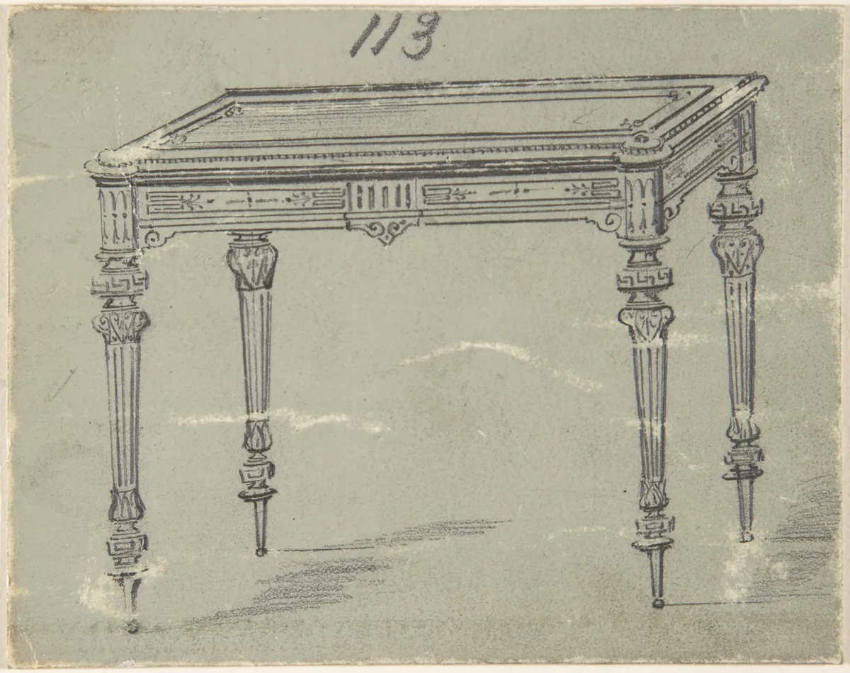 Design for a Small Rectangular Table with Greek Ornament by anonymous, drawing, 1800-1900