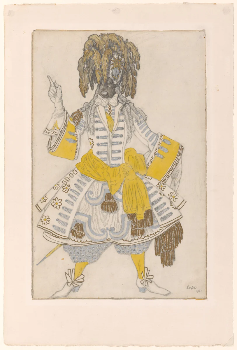 Porphyrophore. Costume design for the ballet The Sleeping Princess by Léon Bakst, drawing, 1921