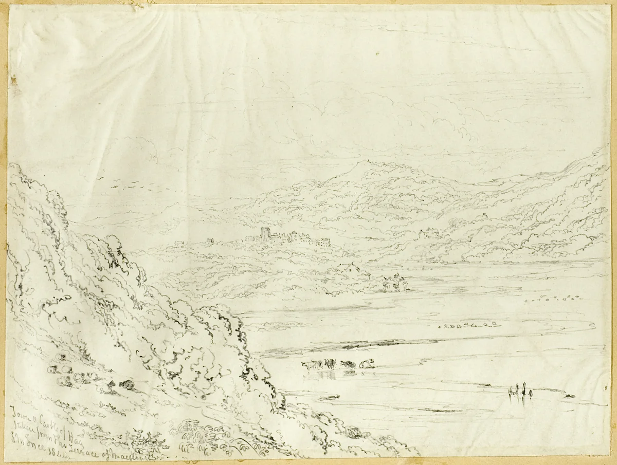 Town and Castle of Hay by Joseph Murray Ince, drawing, 1844