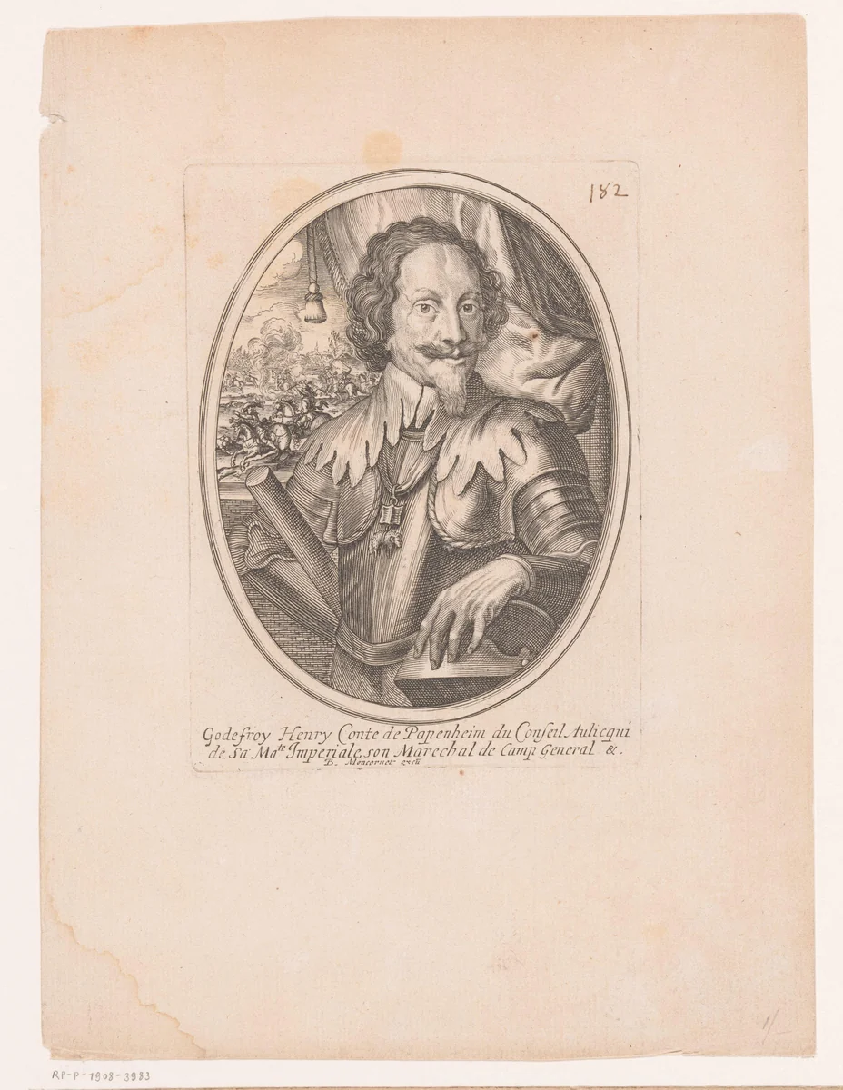 Portret van Gottfried Heinrich zu Pappenheim by anonymous, print, 1644-1668