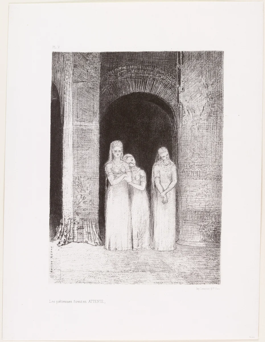 The Priestesses Were Waiting (Les Prêtresses furent en attente) by Odilon Redon, print, 1886