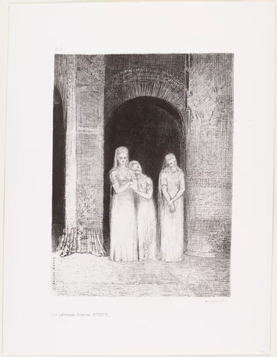 The Priestesses Were Waiting (Les Prêtresses furent en attente) by Odilon Redon, print, 1886
