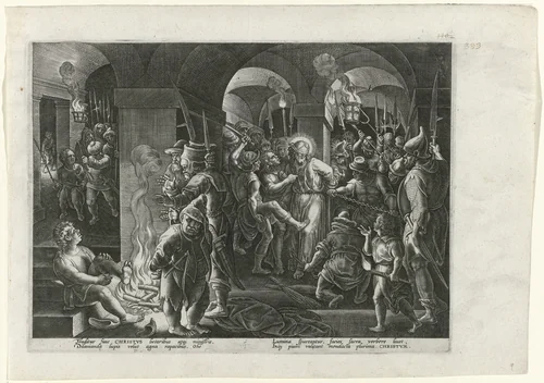 Bespotting van Christus by Unknown, print, 1585-1586