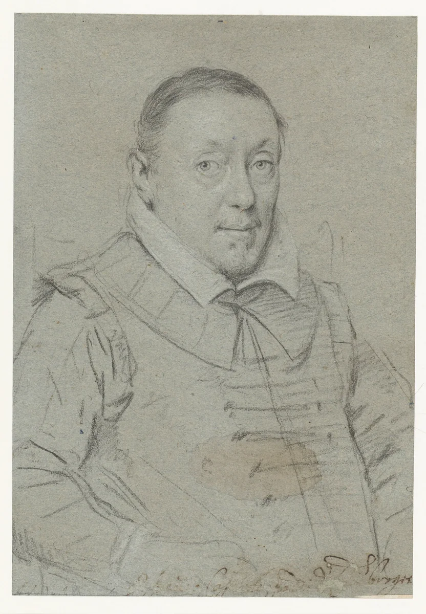 Portret van een onbekende heer, ten halven lijve naar rechts by Ottavio Mario Leoni, drawing, 1588-1614