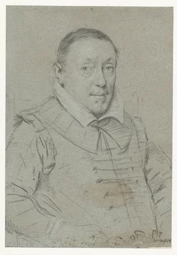 Portret van een onbekende heer, ten halven lijve naar rechts by Ottavio Mario Leoni, drawing, 1588-1614