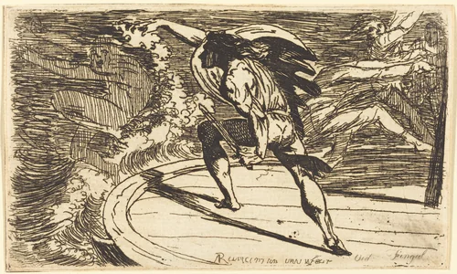Cormar Attacking the Spirit of the Waters (Ossian, Fingal, Book III) by Alexander Runciman, print, 1770