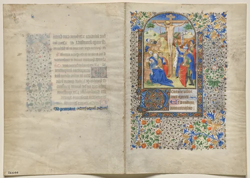Bifolio from a Book of Hours: The Crucifixion: Hours of the Cross (recto) by Unknown, manuscript, 1430-1440