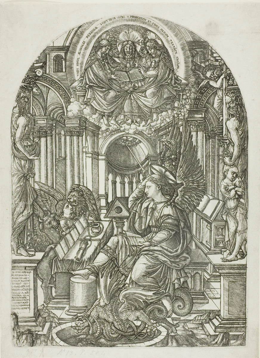 St. John on the Island of Patmos by Jean Duvet, print, 1550-1560